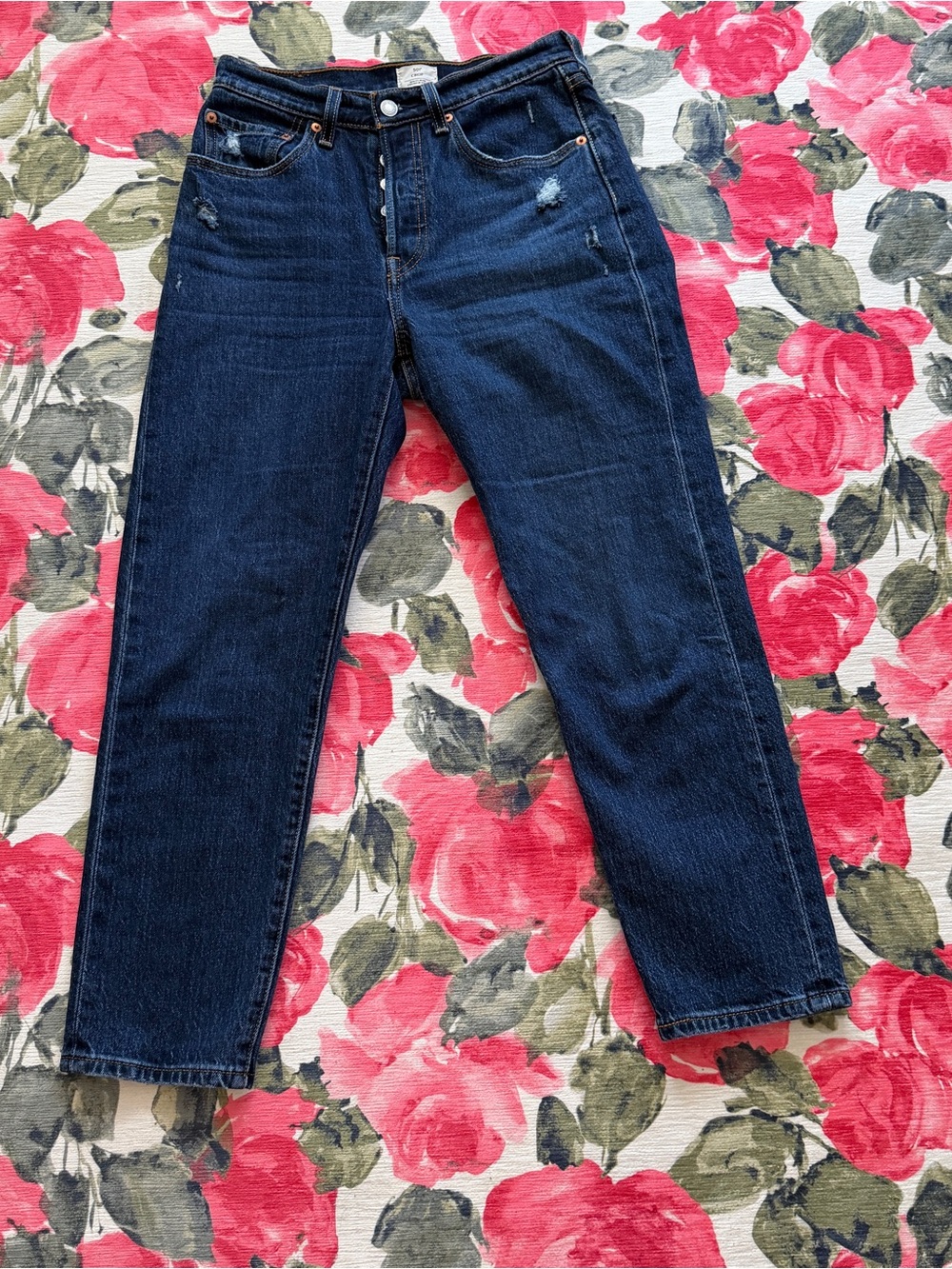 Levi's 501 Dark Blue Straight-Leg Crop Women’s Jeans